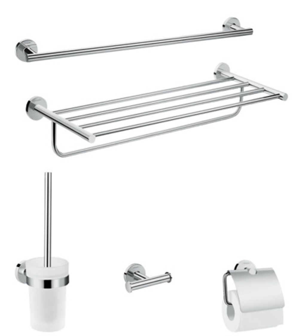 https://raleo.de:443/files/img/11eeea32acb7b8d092906bba4399b90c/size_l/Hansgrohe-HG-Bad-Accessoire-5-teiliges-Set-Logis-Universal-chrom-41728000 gallery number 1